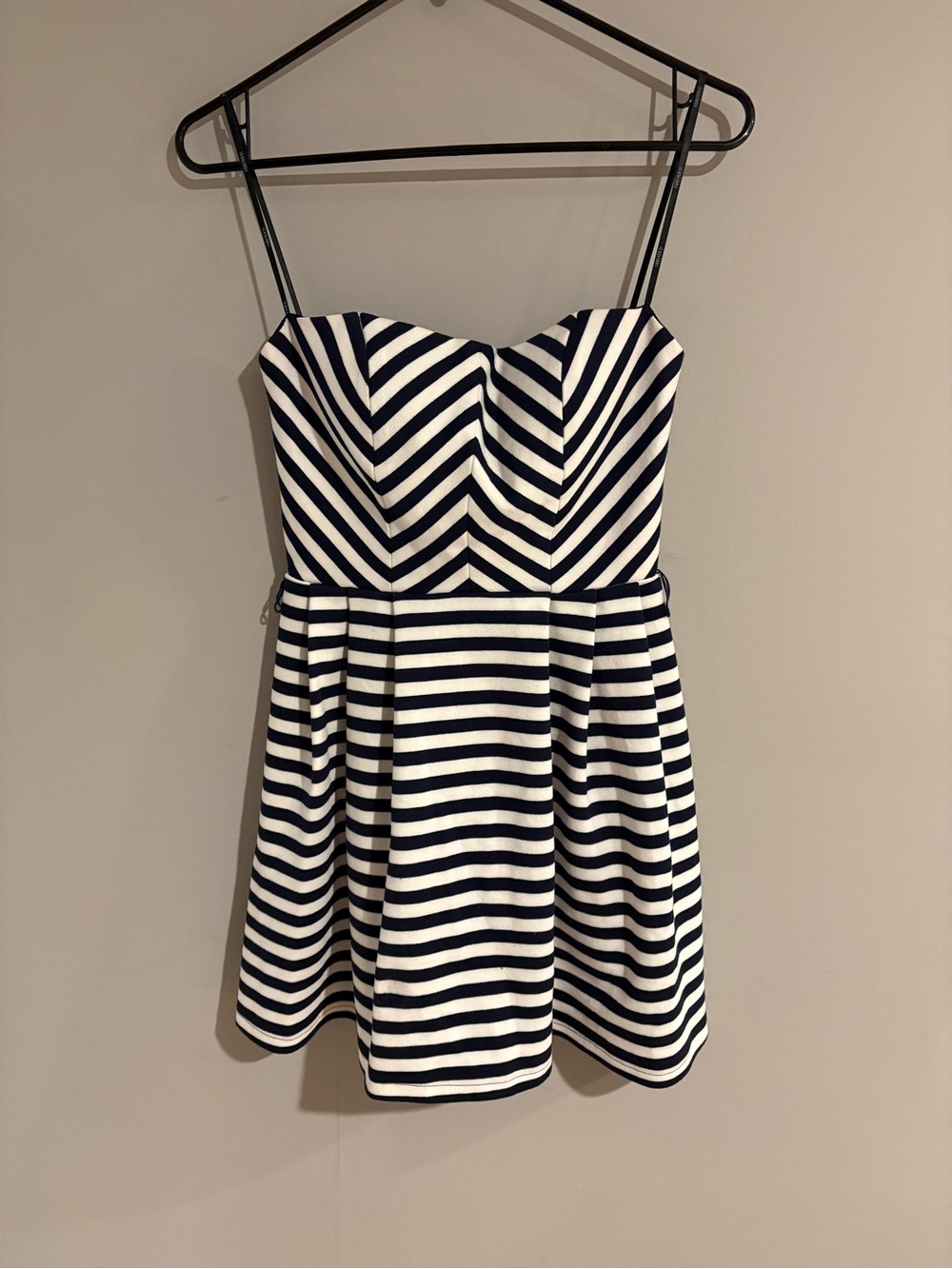 Forever 21 Navy White Striped Fit & Flare Dress Bustier Skater Mini
